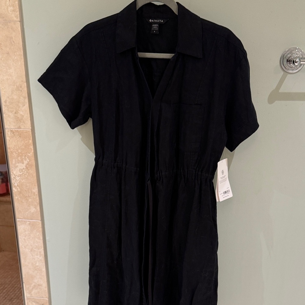 Athleta Navy Collared Wrap Dress